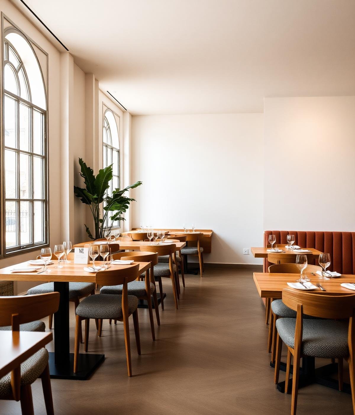 The bright, minimal dining room at Bit Of Food